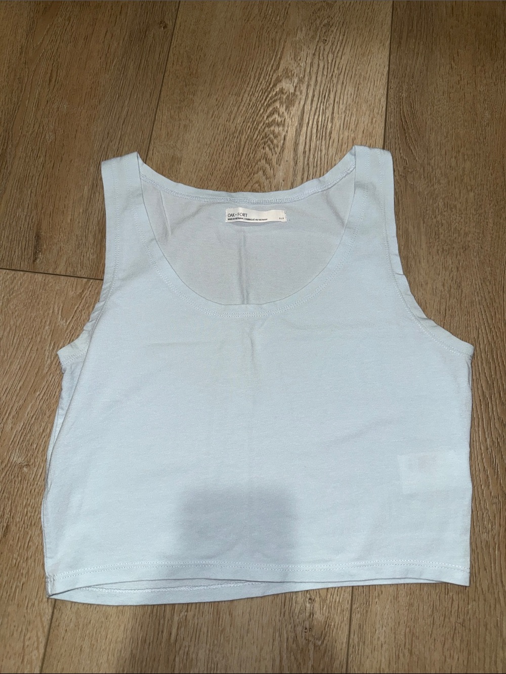 OAK + FORT Pale Blue Cropped Tank